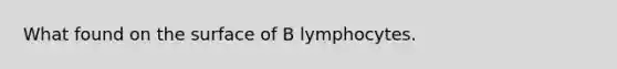 What found on the surface of B lymphocytes.