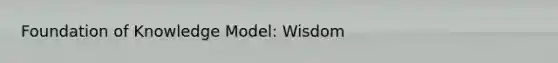 Foundation of Knowledge Model: Wisdom