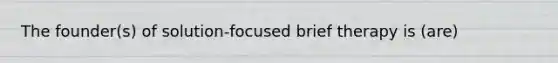 The founder(s) of solution-focused brief therapy is (are)