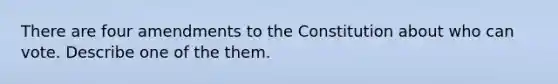 There are four amendments to the Constitution about who can vote. Describe one of the them.