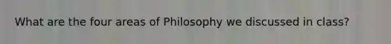 What are the four areas of Philosophy we discussed in class?