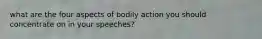 what are the four aspects of bodily action you should concentrate on in your speeches?