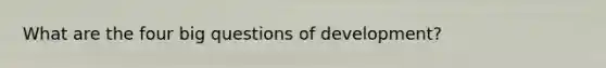 What are the four big questions of development?