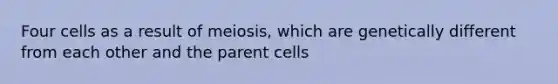 Four cells as a result of meiosis, which are genetically different from each other and the parent cells