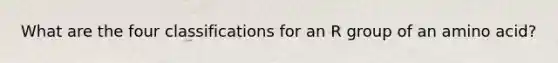 What are the four classifications for an R group of an amino acid?