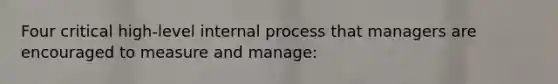 Four critical high-level internal process that managers are encouraged to measure and manage: