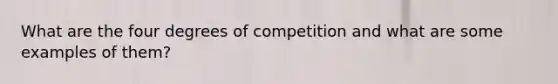 What are the four degrees of competition and what are some examples of them?