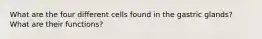 What are the four different cells found in the gastric glands? What are their functions?