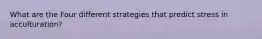 What are the Four different strategies that predict stress in acculturation?