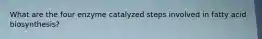 What are the four enzyme catalyzed steps involved in fatty acid biosynthesis?