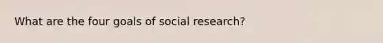 What are the four goals of social research?