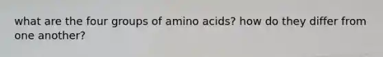 what are the four groups of amino acids? how do they differ from one another?