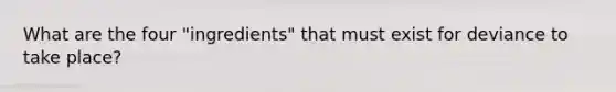 What are the four "ingredients" that must exist for deviance to take place?