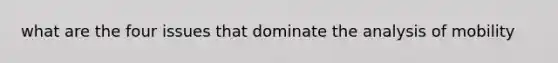 what are the four issues that dominate the analysis of mobility