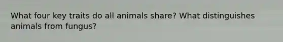 What four key traits do all animals share? What distinguishes animals from fungus?