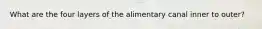 What are the four layers of the alimentary canal inner to outer?