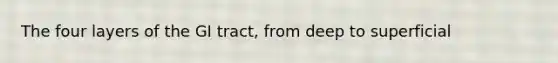 The four layers of the GI tract, from deep to superficial