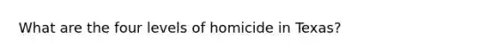 What are the four levels of homicide in Texas?