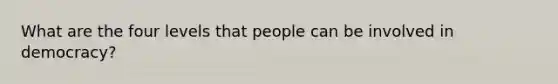 What are the four levels that people can be involved in democracy?