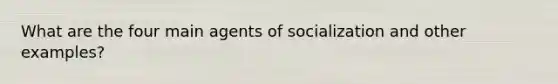 What are the four main agents of socialization and other examples?