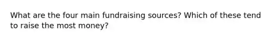 What are the four main fundraising sources? Which of these tend to raise the most money?