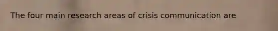 The four main research areas of crisis communication are