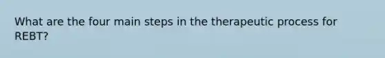 What are the four main steps in the therapeutic process for REBT?