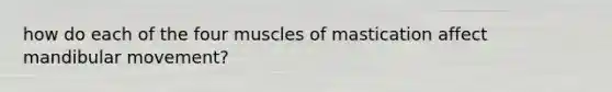 how do each of the four muscles of mastication affect mandibular movement?