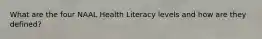 What are the four NAAL Health Literacy levels and how are they defined?