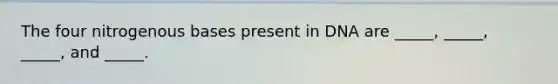 The four nitrogenous bases present in DNA are _____, _____, _____, and _____.