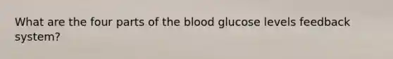 What are the four parts of <a href='https://www.questionai.com/knowledge/k7oXMfj7lk-the-blood' class='anchor-knowledge'>the blood</a> glucose levels feedback system?