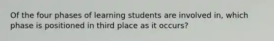 Of the four phases of learning students are involved in, which phase is positioned in third place as it occurs?