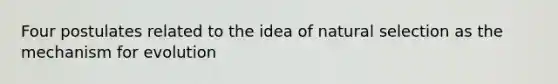 Four postulates related to the idea of natural selection as the mechanism for evolution
