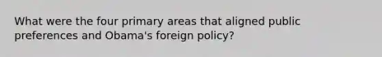 What were the four primary areas that aligned public preferences and Obama's foreign policy?