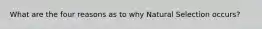 What are the four reasons as to why Natural Selection occurs?