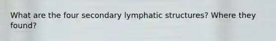 What are the four secondary lymphatic structures? Where they found?