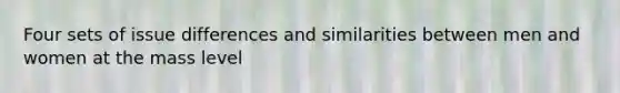 Four sets of issue differences and similarities between men and women at the mass level
