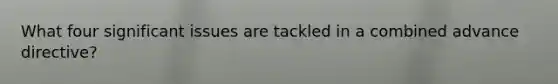 What four significant issues are tackled in a combined advance directive?