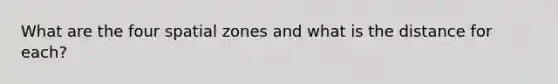 What are the four spatial zones and what is the distance for each?