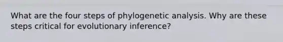 What are the four steps of phylogenetic analysis. Why are these steps critical for evolutionary inference?