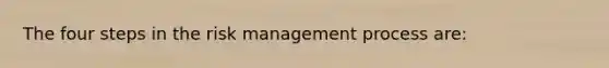 The four steps in the risk management process are: