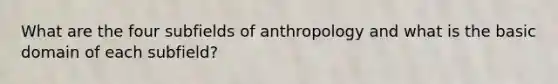 What are the four subfields of anthropology and what is the basic domain of each subfield?