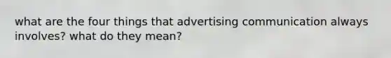 what are the four things that advertising communication always involves? what do they mean?