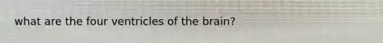 what are the four ventricles of <a href='https://www.questionai.com/knowledge/kLMtJeqKp6-the-brain' class='anchor-knowledge'>the brain</a>?