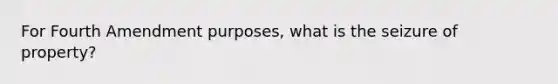 For Fourth Amendment purposes, what is the seizure of property?