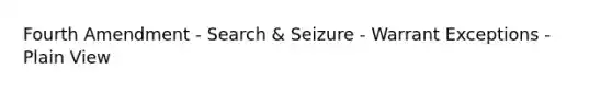 Fourth Amendment - Search & Seizure - Warrant Exceptions - Plain View