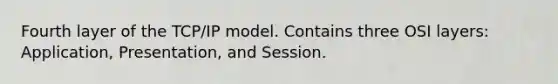 Fourth layer of the TCP/IP model. Contains three OSI layers: Application, Presentation, and Session.