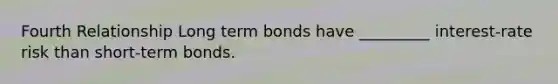 Fourth Relationship Long term bonds have _________ interest-rate risk than short-term bonds.