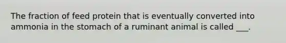 The fraction of feed protein that is eventually converted into ammonia in the stomach of a ruminant animal is called ___.