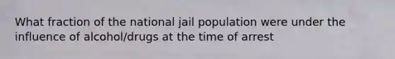 What fraction of the national jail population were under the influence of alcohol/drugs at the time of arrest